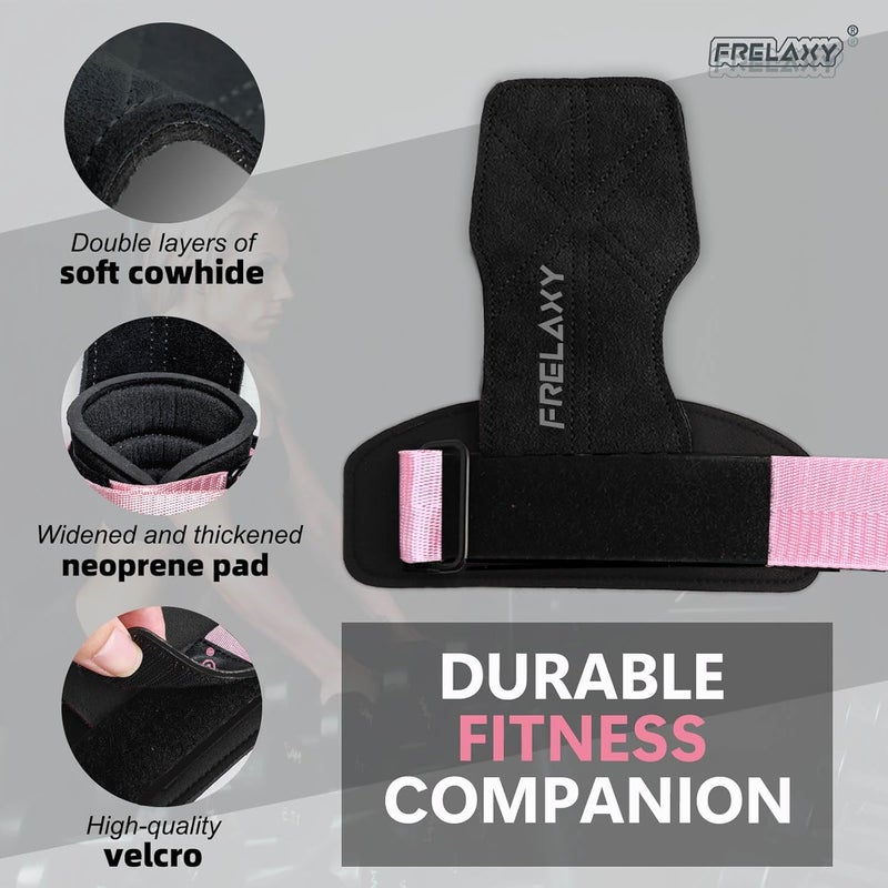 Frelaxy Lifting Wrist Straps Women and Men, Weight Lifting Grips with Cushion Wrist Loop, Double Layer Leather and Storage Pouch, Gym Workout Straps for Deadlift and Powerlifting - Image 4